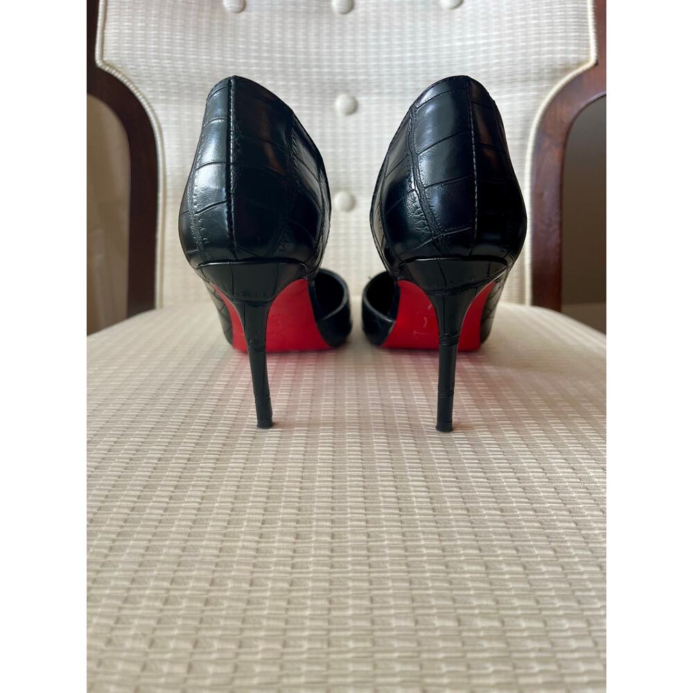 Christian Louboutin Iriza D’Orsay 85mm Black Croc Embossed Pumps Sz 9 - Picture 5 of 6